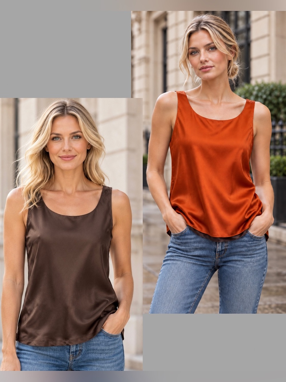 Lafayette 148 New York Reversible Silk Camisole in Rust & Chocolate